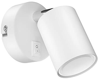 ledscom.de Wall spot WAIKA, lampe simple, avec interrupteur, GU10, blanc mat, incl. 450lm LED GU10 lamp, warm-white