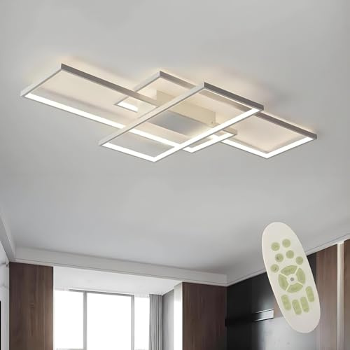 Diossad Dimmbar Deckenleuchte LED Mit Fernbedienung,Rechteckig Leuchten Deckenlampe Mit Memory Funktion,2700K-6500K Warm Natur Kalt Weiß Deckenpanel Für Schlafzimmer Wohnzimmer Küche Schmücken