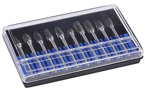 Juego fresas para metal taladro, Juego de fresas de limas giratorias de acero de carburo de tungsteno de 10 Piezas, Herramientas para tallar, pulir, grabar, perforar(Double Cut)