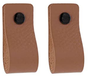 Brute Strength – Ledergriffe für Möbel – 12,5 x 2,5 cm – Taupe – 2 Stück | Handgefertigte Möbelgriffe und Lederschlaufen aus Vollnarbenleder; für Schranktüren und Schubladen, Schrauben inklusive