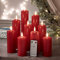 Lights4fun Set of 9 Red TruGlow® Battery LED Flameless Pillar Candles Real Wax Remote & Timer