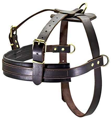 ASDFGHJK KANGYEBAIHUODIAN Weiche Leder Big Hundegeschirr Fit for mittelgroße große Hunde Pitbull Verstellbare Haustiergurt Weste Bulldog Husky Rottweiler Gurnesses (Color : Brown, Size : 2XL)