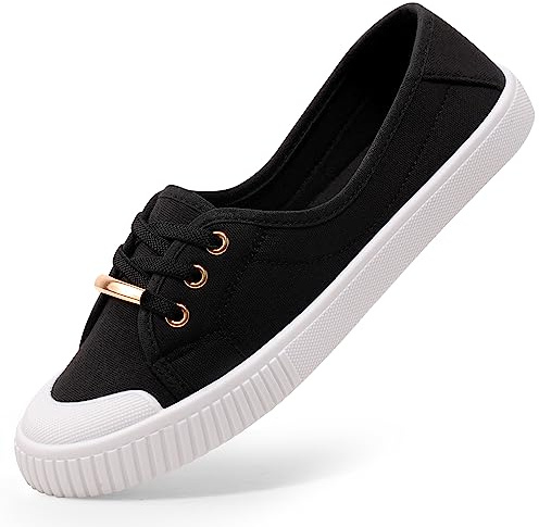 Harvest Land Womens Canvas Shoes Low Top Flat Gym Sports Pumps Trainers Lace Up Ladies Girls Fashion Pumps
