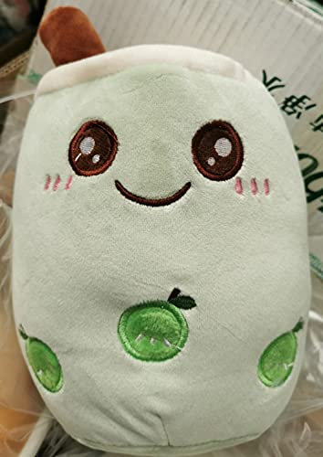 ISAKEN Bubble Tea Plüschtier, Kuscheltier Plüschpuppen Milchtee Softpuppe Teetasse Kissen Kinderspielzeug Geburtstagsgeschenk Gefüllte Plüsch Spielzeug/24CM, Grün