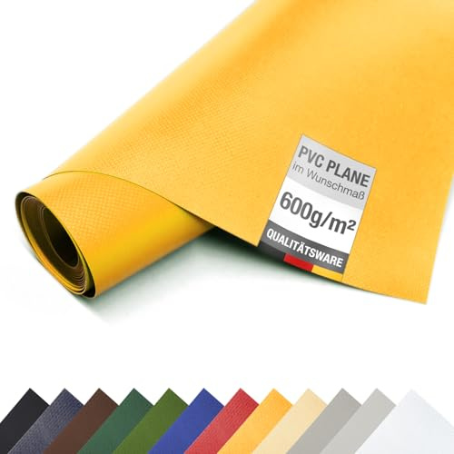 ANKO PLANEN Lona para camión de PVC 600 g/m² por Metros – Lona Industrial Pesada de Cobertura con Tejido Reforzado, Acabado Mate (Amarillo, 3,2 m x 1 m)