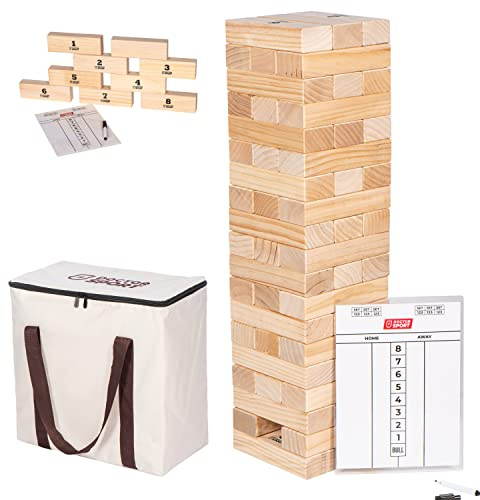 Doctor Sport Juego de Torre/apilamiento - De Madera Dura XXL - 2 a 4 Personas - Altura máx. 160 cm - con Marcador y en una Bonita Bolsa de Transporte - Juego Profesional