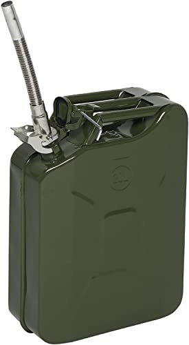 LEADZM Bidon Essence Jerrican Professionnel 20L avec Bec Verseur (Vert) | Bidon Carburant Portable en Métal pour Diesel, Kérosène, Gazoline