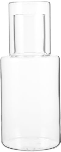 Angoily Nachtwasserkaraffe Mit Glasbecher 1L Klare Glaskaraffe Für Schlafzimmer Wohnzimmer Büro Saft Und Wasser Trinkkaraffe Set