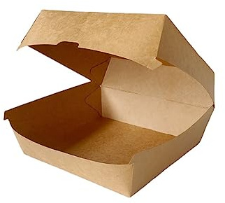 RFD Box Burger Contenitore hamburger 16x16 cm 9H 100 Pezzi Avana - Contenitore per alimenti Resistenti con Coperchio Usa e Getta