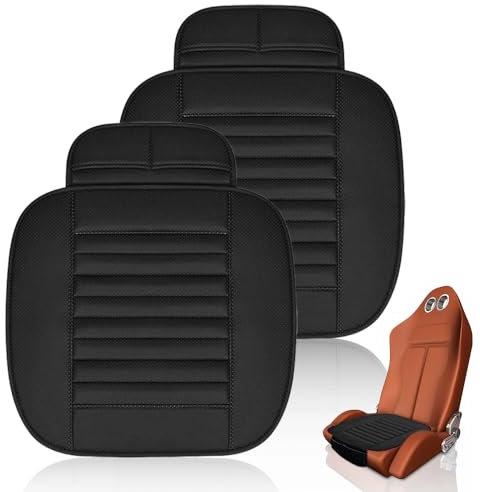 NICEWAT Cojines para Asiento de Coche Impermeables, 2 Piezas Cojines para Asientos Delanteros Universales con 2 Portabrocas, 2 Ganchos de Hierro, Cojines para Asiento Lavable para Coche, Negro