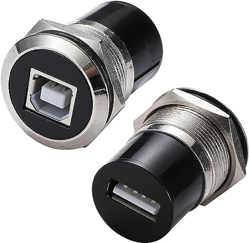 PENGLIN 2PCS USB B to USB A Panel Mount Converter Adapter, USB B Female to USB 2.0 Female Threaded Fixed Connector for Printer Scanner