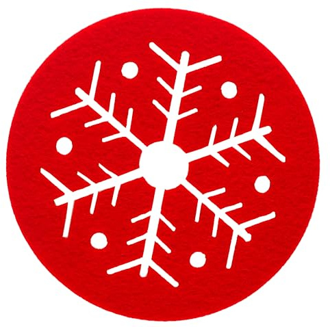 BWG Red Felt Christmas Coasters With Snowflake Design - Set of 8