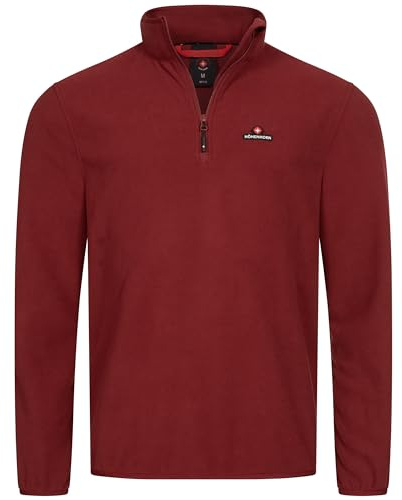 Höhenhorn, Skyja - Felpa in pile, pullover da uomo, per autunno e inverno, in micropile, con mezza zip, Colore: rosso, XXL