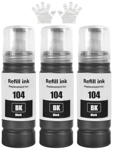 104 Tinte Kompatibel mit epson 104 Tintenpatronen Nachfülltinte für ecotank ET-1810 ET-2810 ET-2820 ET-2870 ET-2814 ET-2815 ET-2825 ET-2826 ET-2830 ET-2840 ET-2862 ET-2870 ET-2876 ET-4800 ET-4810 (3P)