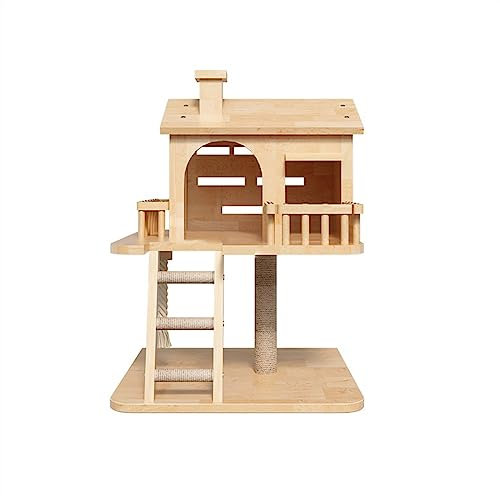 Katzenhaus katzenvilla Hölzernes Katzen-Klettergerüst, Nest, Ausweichhaus, hölzerner Kratzbaum, der keinen Platz einnimmt, Schleifklaue, Säule, Sprungplattform, kleine Wohnung Katzenhütte (Color : B