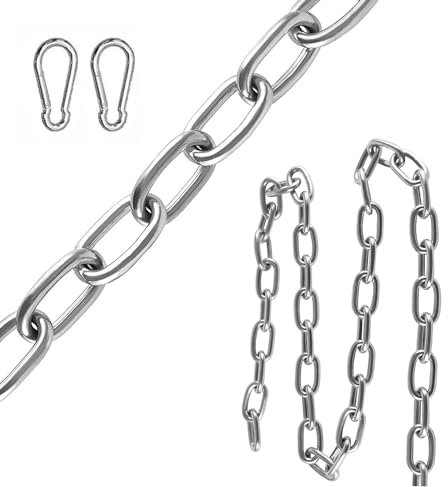 Absperrkette absperrkordel Edelstahl Gliederkette, Metallschlaufenkette Mit 2 Karabinerhaken, Hängende Sicherheitsketten Für Schaukeln, Boote, LKW-Anhänger Und Hunde Und Katzen (Color : Link Dia 2mm(