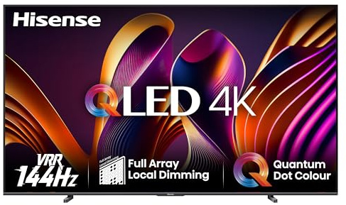 Hisense 100E77NQ Pro 254cm (100 Zoll) Fernseher, 4K UHD, QLED, Smart TV, Total HDR, Dolby Vision IQ Atmos, 144Hz (VRR), HDMI 2.1, Game Mode PRO, Triple Tuner, Alexa Built-In, Dunkelgrau, [2024]