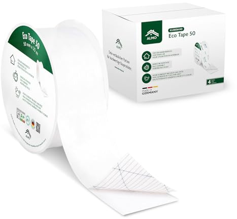 ALMO 4x Klebeband für Innen 50mm x 25m - Weißes Hochleistungsklebeband für Dampfbremsen und Dampfsperren im Innenbereich, starkes Folienklebeband für das dauerhafte luftdichte Verkleben
