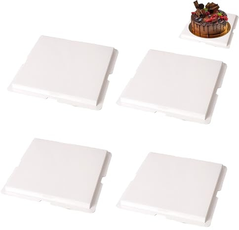 Spldsun 4 Confezione da Tortiere Quadrate, Base per Torta in Cartone, Accessori da Forno Riutilizzabili per Torte, Adatto per un uso Sicuro e Igienico con gli Alimenti