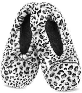 Panda Bros Women's Ballerina Slipper Socks - One Pair Anti-Skid Comfy Warm Ballet Style House Slippers for Indoor Home, Winter, Wedding, and Birthday Gifts for Women