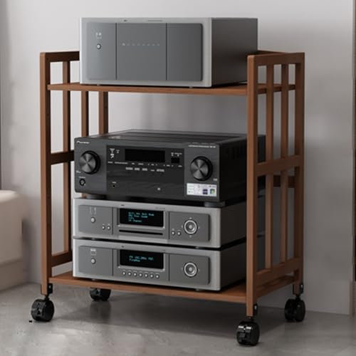 Media Storage Cabinet 4-Tier AV Media Stand Corner Shelf Video Component Cabinet AV Receiver Audio Component Stand Record Player Receiver Electronics Equipment for Living Room Gaming Room Mu