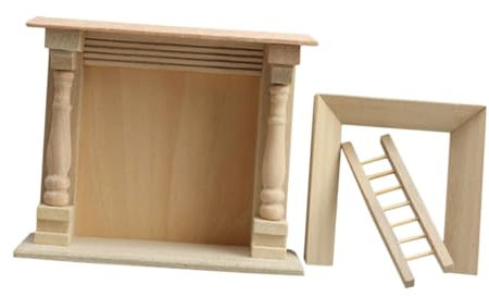 Toddmomy Mini Cheminée Bois Non Finie pour Maison De Poupée Meubles Miniatures à Monter Soi-même Jouet Décoration pour Maison De Poupée