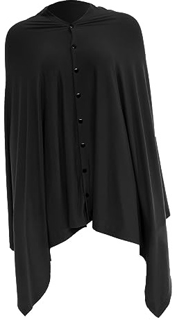 Vaguelly Comfortable Cotton Nursing Shawl Breastfeeding Cover with Buttons Breathable Nursing Cover Poncho Style for Indoor and Outdoor Activities