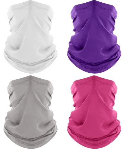 ROXUN 4 Pack Multifunctional Headwear, UV Protection Neck Gaiter Snoods | Stretch Moisture Wicking, UPF 50, Wind Dust Shield, Unsiex, 95% Polyester 5% Spandex