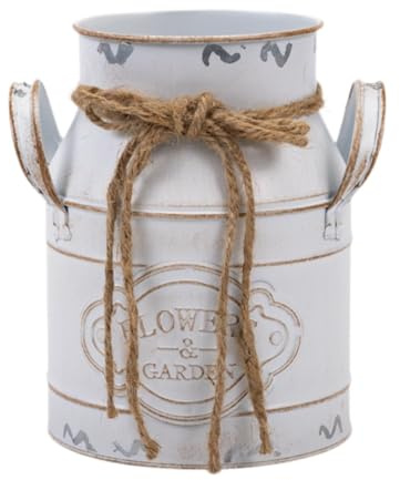 Whtkoph Pot à Lait, Vase, Pot de Fleurs, Rustique, Shabby Chic, Vase Décoratif, Arrangement de Fleurs pour, Salle de Bain, Jardin, Blanc