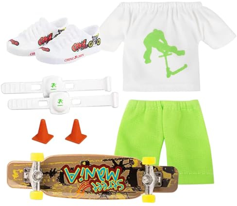 Raypontia Finger Scooter Set, ABS Finger Spielzeug Set, Finger Skateboards, Fingerscooter Finger Schuhe Finger Hose Mit Fingerscooter Zubehör Werkzeug Für Kinder Und Erwachsene