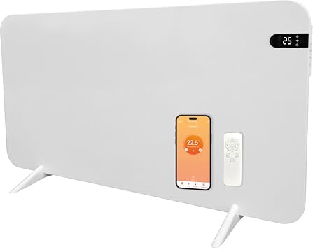 Könighaus 600W Smart Dual Space Heater – Wall heater and mobile use – WiFi App Control & Remote – Includes Towel Rack, Stand Feet & Mounting Kit – Color: White