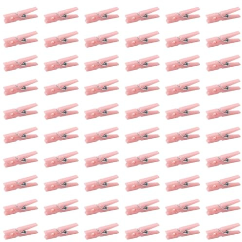SOFPLATE 100 Petite Pince à Linge Rose en Bois de 1.18cm Réutilisable Idéale pour Suspendre des Vêtements des Cartes Photo des Accessoires de Décoration de Fête.