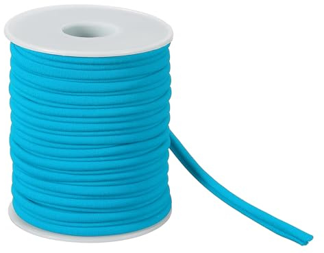 sourcing map Cordoncino elastico in nylon, 0,6 cm di lunghezza, lunghezza 20 m, cinghie elastiche intrecciate per bracciali, cravatte per capelli, cucito, fai da te, colore: azzurro cielo