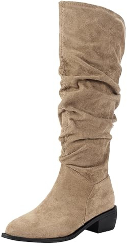 Botas de mujer negras Slouchy Boots - Zapatos de invierno para mujer, 38 botines holgados, elegantes medias botas cómodas, de encaje ligero, botas de invierno cálidas, de terciopelo, botas altas de