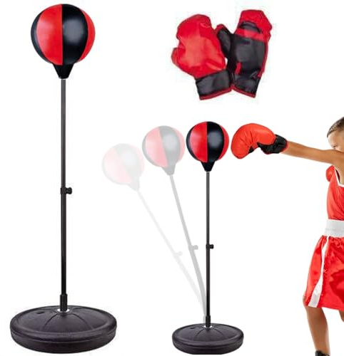 Saco de Boxeo para niños con Soporte Saco de Boxeo Ajustable en Altura de 28-41 Pulgadas con Guantes Mejora los Reflejos de Velocidad y la Resistencia para Entrenar Alivio del estrés Fitness Kid.-