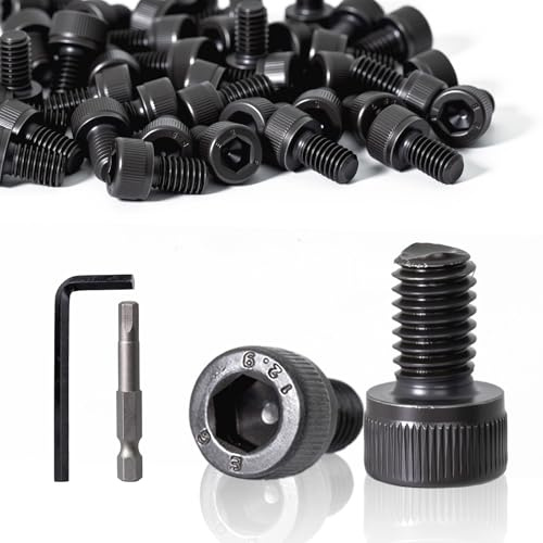 KINETOX 50 Stück M6X10mm Schrauben Zylinderkopfschrauben Innensechskant Schwarz Vollgewinde Kohlenstoffstahl Maschinenschrauben DIN 912 Inbusschrauben für MaschineSn CNC Fahrzeug Möbel DIY