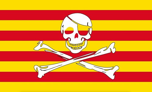 Pañuelo de bandera de catalán, calavera pirata, 150 x 90 cm