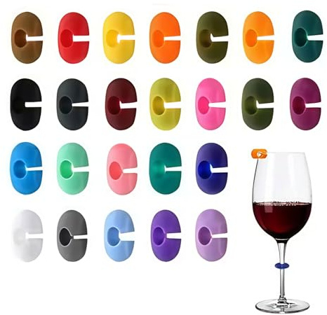 KLINNA 24 pennarelli in silicone, per bicchieri da vino e spumante, in silicone, riutilizzabili, per feste, uso domestico