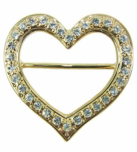 Herz Schalring Brosche mit Strass - Gold - Schöner Schmuck zum Halstuch