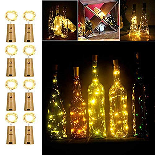 Wine Bottle Lights with Cork, 8 Pack Battery Operated LED Cork Shape Copper Wire Fairy Mini String Lights for DIY, Party, Decor, Wedding Indoor Outdoor Warm White