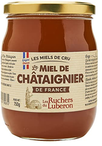 Les Ruchers du Luberon - Miel de Châtaignier 750 g - Miel de Cru Francais - Naturel - Non Filtré - Non pasteurisé