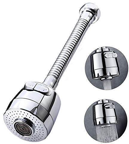 Qoosea Wasserhahn Luftsprudler 360 ° Schwenkbar Waschbecken Wasserhahn Erweiterte Bubbler Tap Belüfter Wassersparende Wasserhahn Filter Doppelfunktional Mischdüse für Bad Küche (Lange)