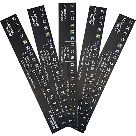 5pcs Termometro Adesivo per Birra e Vino Fermentazione, 2-36°C LCD Display per Home Brewing, Acquari, Facile Applicazione Adesiva su Vetro/Plastica