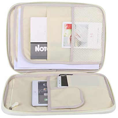 Sacs multifonctionnels pour documents A4, étui à glissière étanche pour pochette de voyage, organisateur de portefeuille pour stylos, documents(Vert clair)