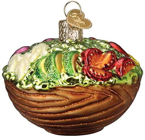 Old World Christmas Cuenco de Ensalada de Vidrio soplado Ornamento para árbol de Navidad