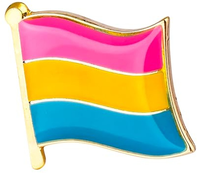 Pansexual Pride Sexuality LGBTQ Flag Metal Enamel Lapel Pin Badge – 1.9 x 1.6 cm Pink Yellow Blue Horizontal Stripes – Hard Enamel Finish with Secure Clasp