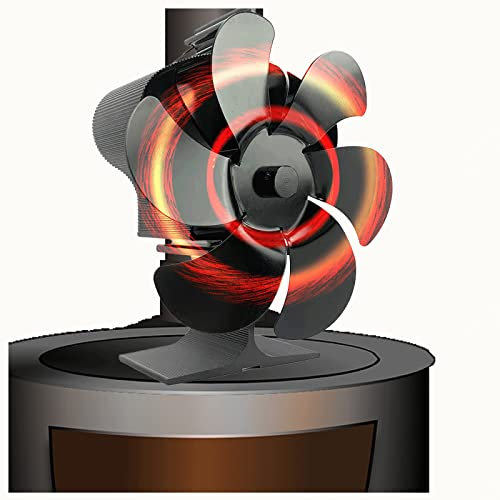 VVLXRIC Ofen-Ventilator, 6/12 Klingen WäRmeleistung Geräuscharm Ofenventilator Ohne Strom Magnetisch, Energie Sparen Kaminofen Ventilator Ohne Strom für Holz/Brennholz/Feuerstelle/Ofenrohr,A