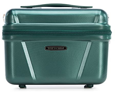 WITTCHEN Kosmetikkoffer Reisekoffer Handgepäck Kabinengepäck Rollkoffer Hartschale aus Polycarbonat Zahlenschloss Explorer Line Grün