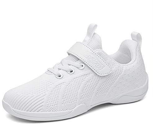 Uhclrr Frauen Cheerleading Schuhe Mädchen Cheer Schuhe Yoga Tanzschuhe Fitness Gymnastik Training Schuhe(36 EU, White)
