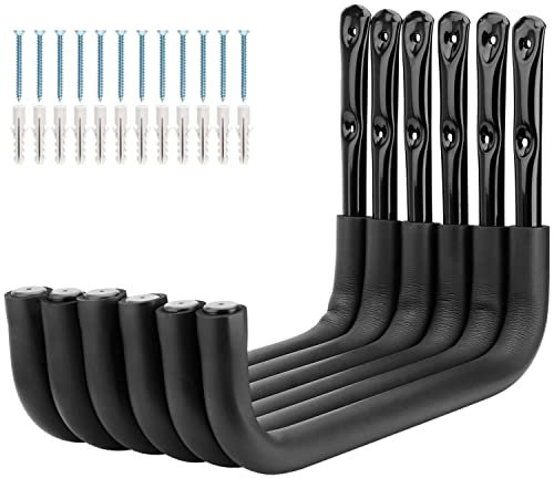 pipabiba Garagenhaken, Kajak-Aufbewahrungshaken, 6 Stk. strapazierfähige Universalaufhänger für Gartenwerkzeuge, Leiter, Kanu, Surfbrett, Gartenschlauch, Klappstuhl, Fahrrad, Snowboard (26,5 cm x 38,5